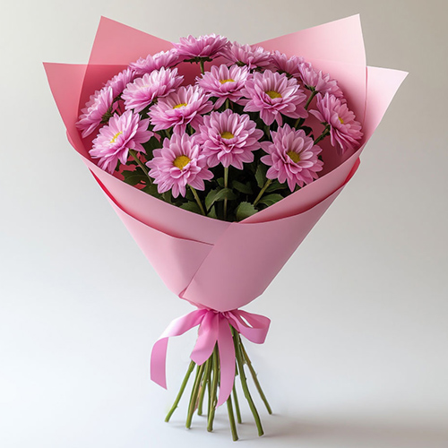 "Розовые ромашки". Букет хризантем